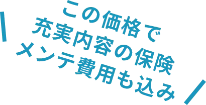 この価格で 充実内容の保険 メンテ費用も込み