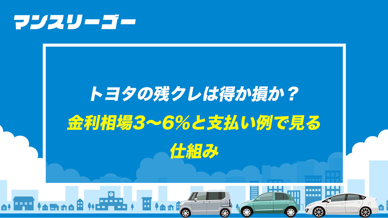 トヨタの残クレは得か損か？ 金利相場3〜6%と支払い例で見る仕組み